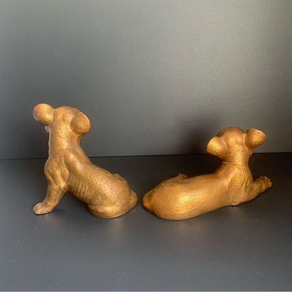 Ceramic Gold Lion Cub Figurines Set of 2 - Picture 3 of 3